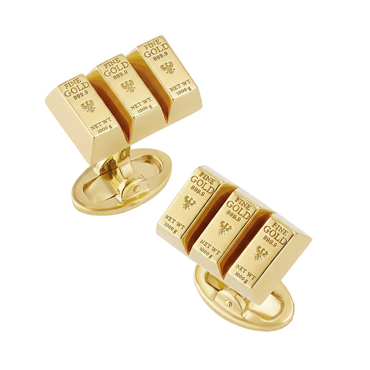 Gold Bullion Bar Vermeil Sterling Silver Cufflinks I Jan Leslie