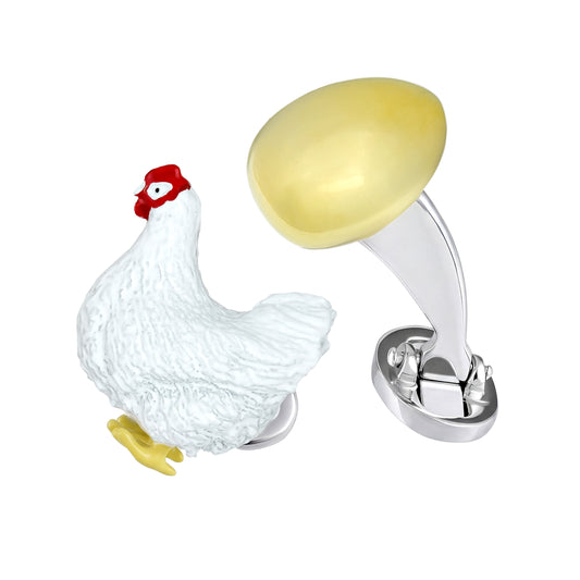Chicken and the Egg Sterling Cufflinks