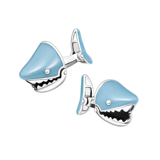 Shark Moving Jaw Sterling Cufflinks