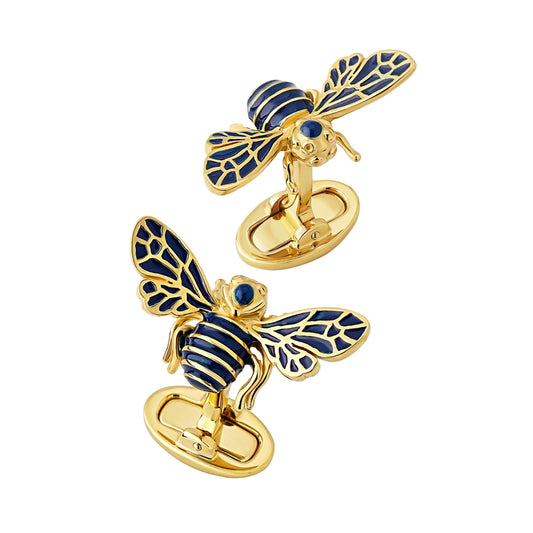 Bee Sterling Gold Vermeil and Enamel Cufflinks
