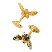  gold vermeil navy blue enamel bee cufflink  by Jan Leslie.
