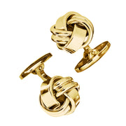 Gold vermeil classic knot sterling silver cufflinks pair with T-bar backs