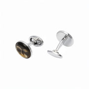 Round domed grey mother of pearl cufflink pair