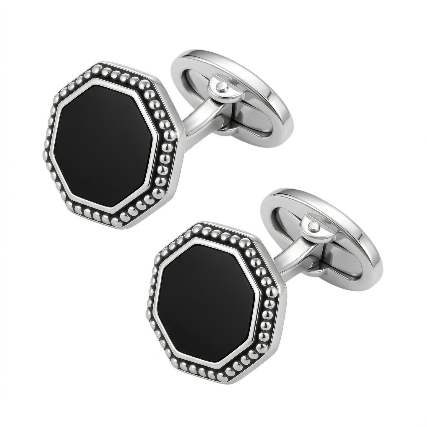 Octagon matte black onyx cufflink