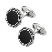 Octagon matte black onyx cufflink