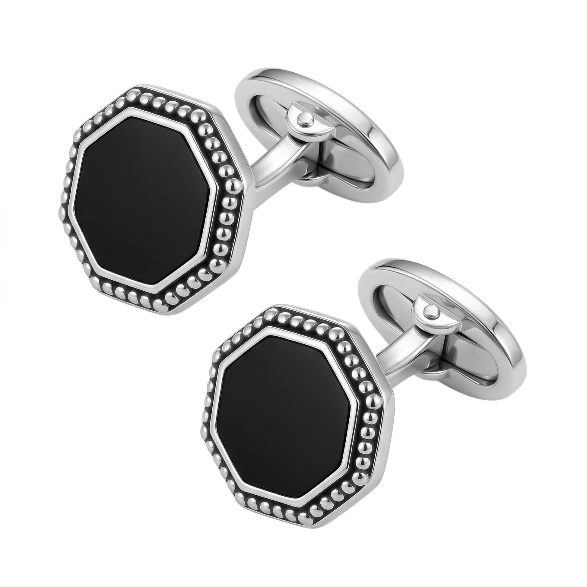Octagon matte black onyx cufflink