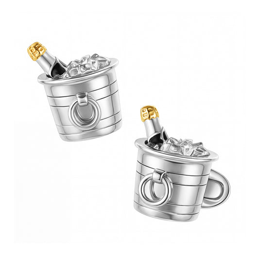 Champagne Bottle on ice Sterling Cufflinks