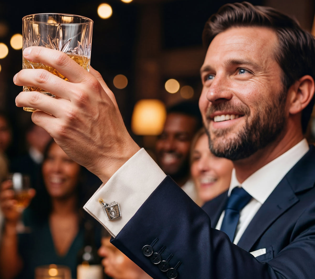 Champagne Bottle on ice Sterling Cufflinks