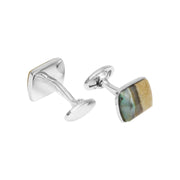 Cushion square opalized petrified wood cufflink pair