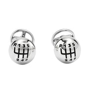 Stick Shift Sterling Cufflinks with Steering Wheel Back
