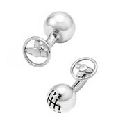 Stick Shift Sterling Cufflinks with Steering Wheel Back