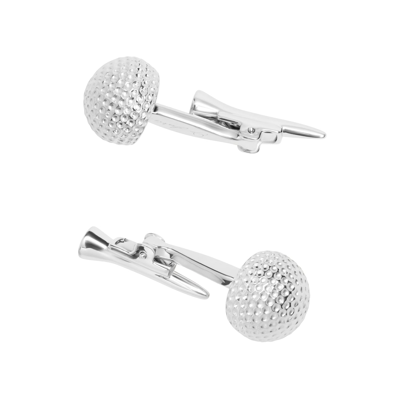 Golf Ball Sterling Silver Cufflinks with Tee Back
