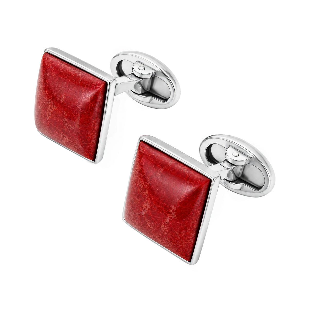 Coral Sterling Silver Cufflinks