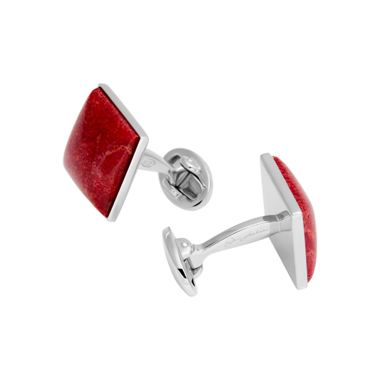 Coral Sterling Silver Cufflinks