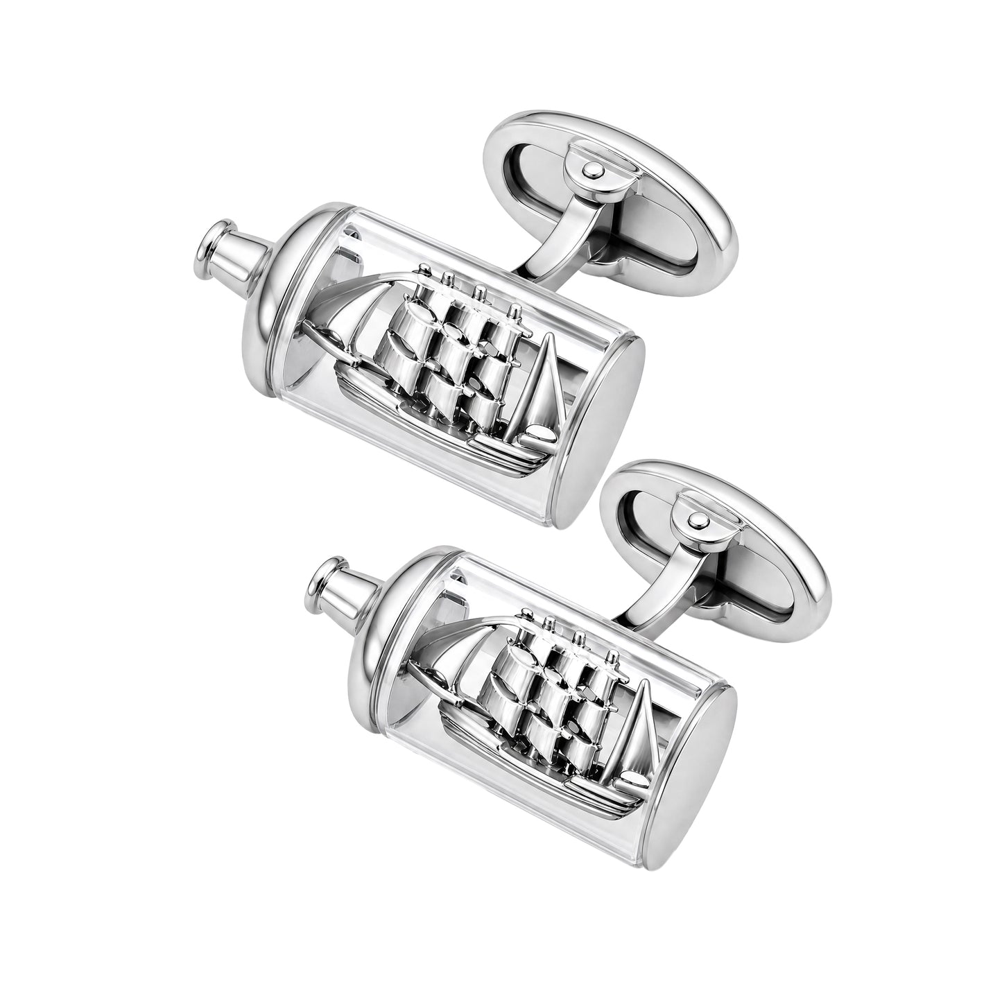 Ship in a Bottle Sterling Cufflinks