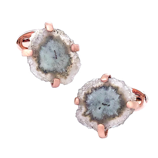 Brown Cognac Jasper Stalacite One of Kind Sterling Cufflinks