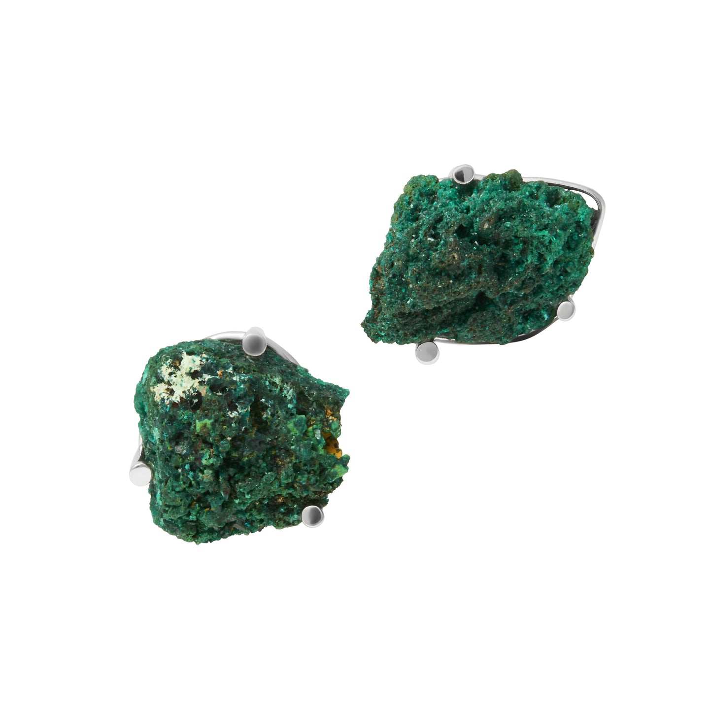 Raw Dioptase Gemstones Sterling Cufflinks