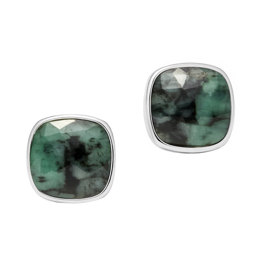 Faceted Emerald Sterling Cufflinks