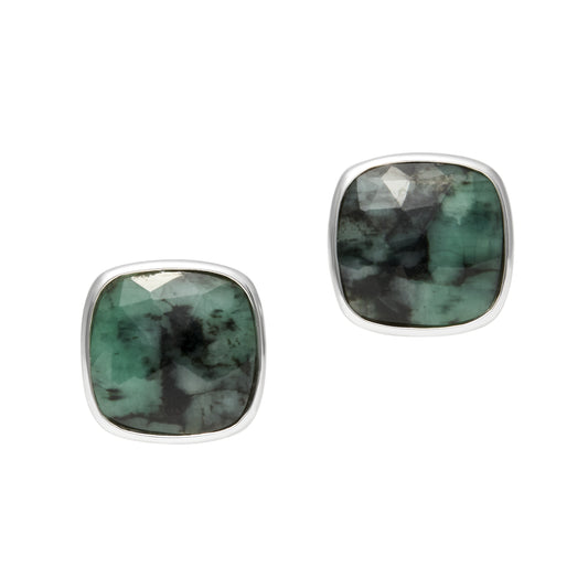 Faceted Emerald Sterling Cufflinks