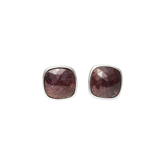 Genuine Faceted Ruby Sterling Silver Cufflinks