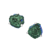 Men's sliced azurite-malachite geode disc cufflinks in sterling silver setting — Jan Leslie