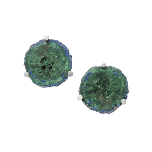 Azurite Malachite One of Kind Geode Sterling Cufflinks