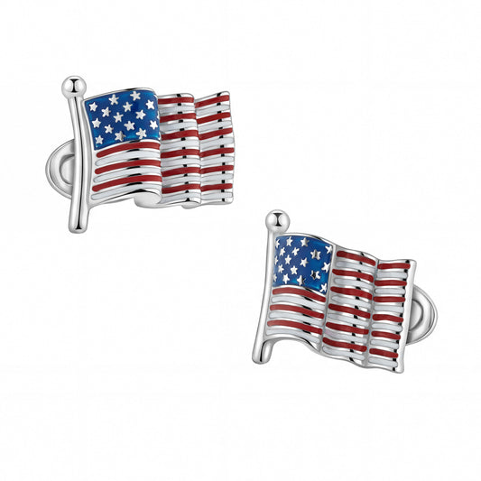 American Flag Sterling Cufflinks