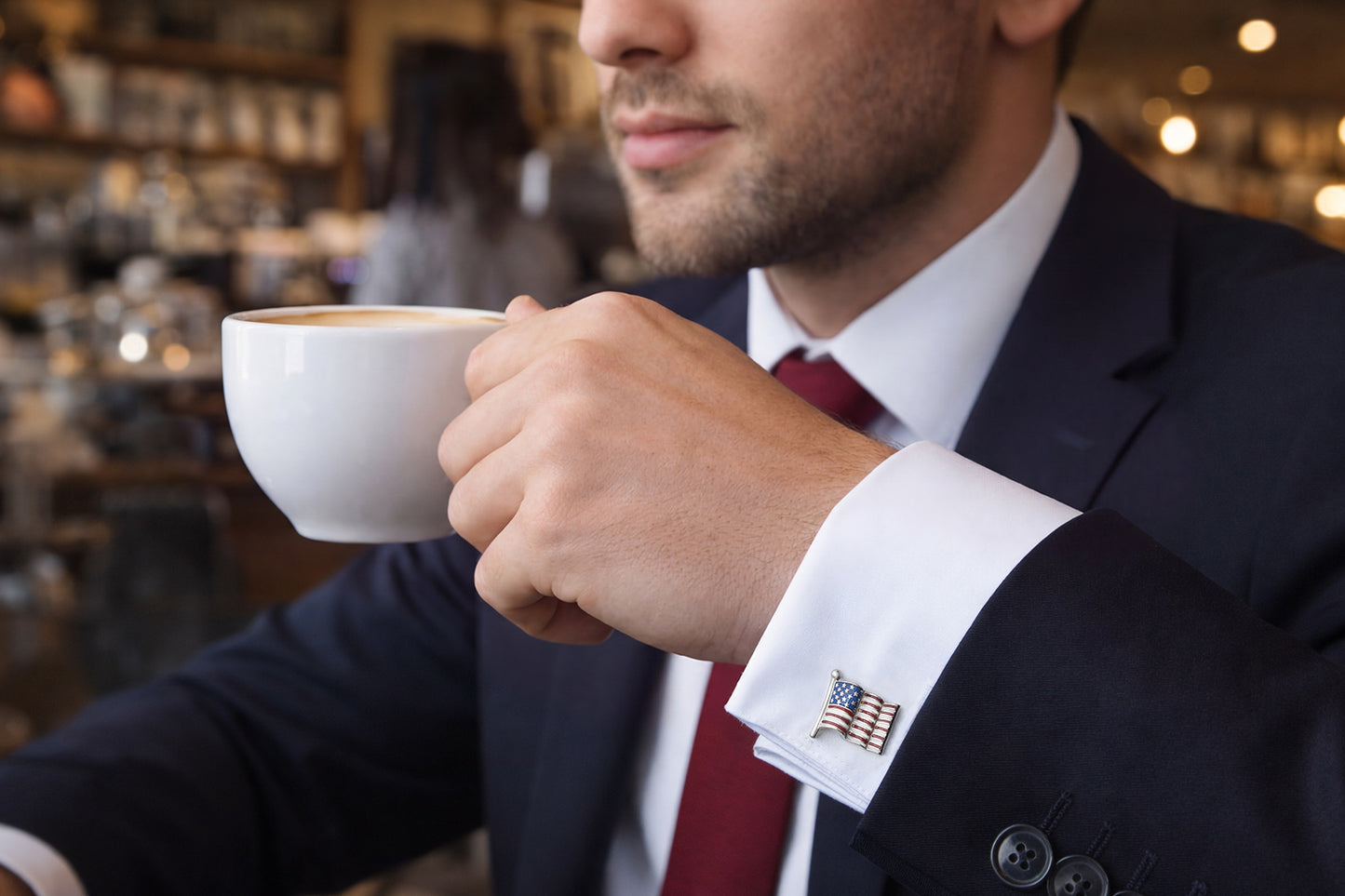 American Flag Sterling Cufflinks