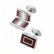 Backgammon Wood Inlay Sterling Cufflinks