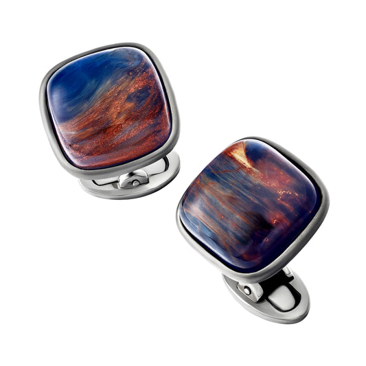 Square Pietersite Sterling Gunmetal Cufflinks