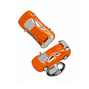 orange enamel sports car cufflinks with back closure, Jan Leslie