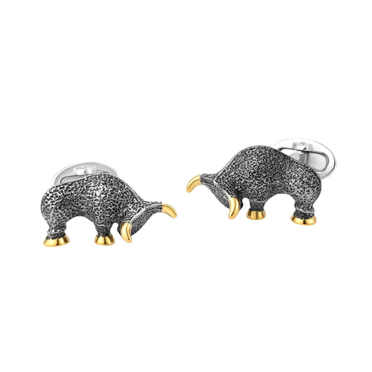 Bull Sterling Cufflinks with 18k Gold Vermeil horns