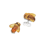 Carved honey amber bee cufflink pair 