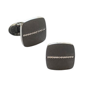 Cushion square matte black sterling silver cufflink pair 