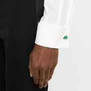 Cannabis Green Enamel Leaf Sterling Cufflinks