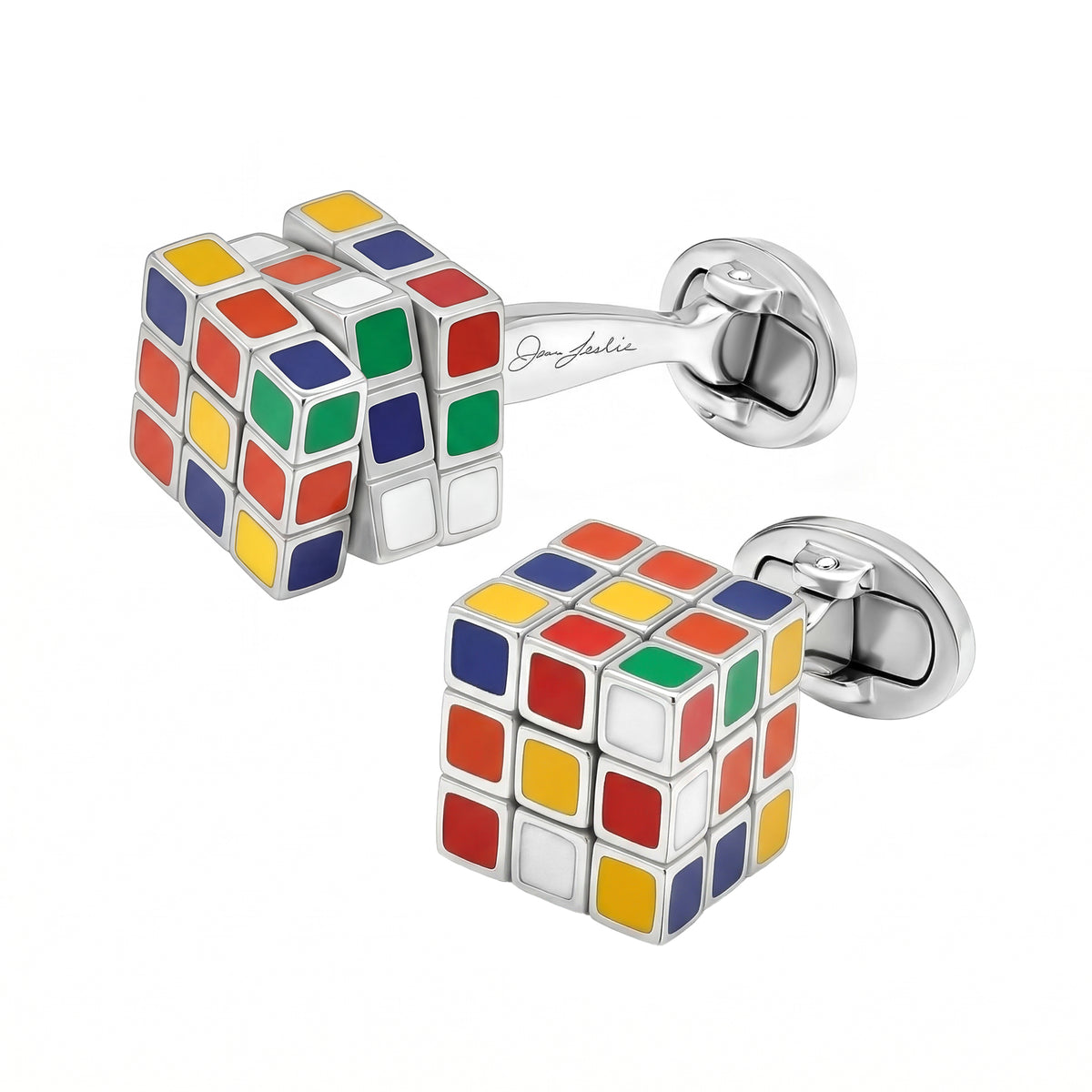 Puzzle Moving Cube Sterling Cufflinks