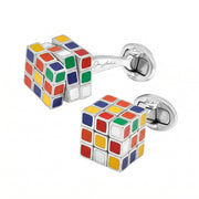 Puzzle Moving Cube Sterling Cufflinks