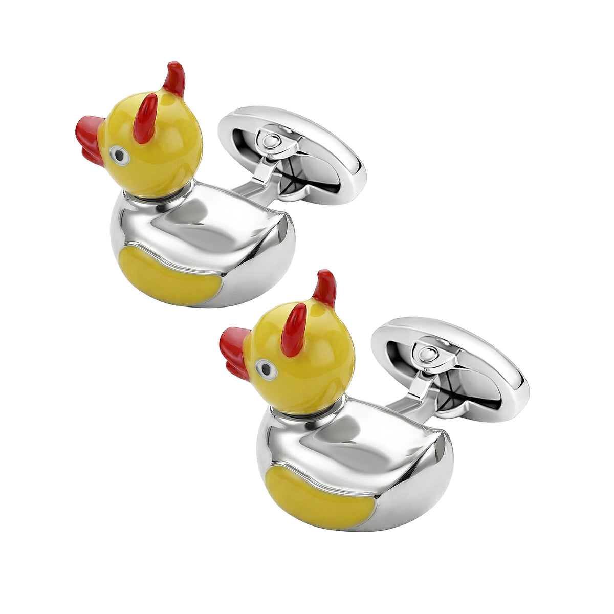 Devil Ducky Bobble Head Sterling Cufflinks