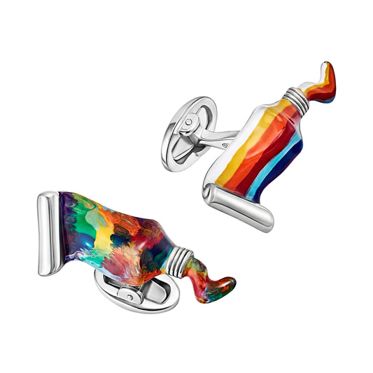 Paint Tube Enamel Sterling Cufflinks