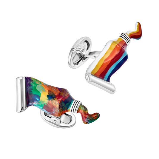 Paint Tube Enamel Sterling Cufflinks