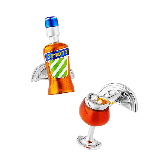 Aperol Spritz Sterling Enamel Cufflinks
