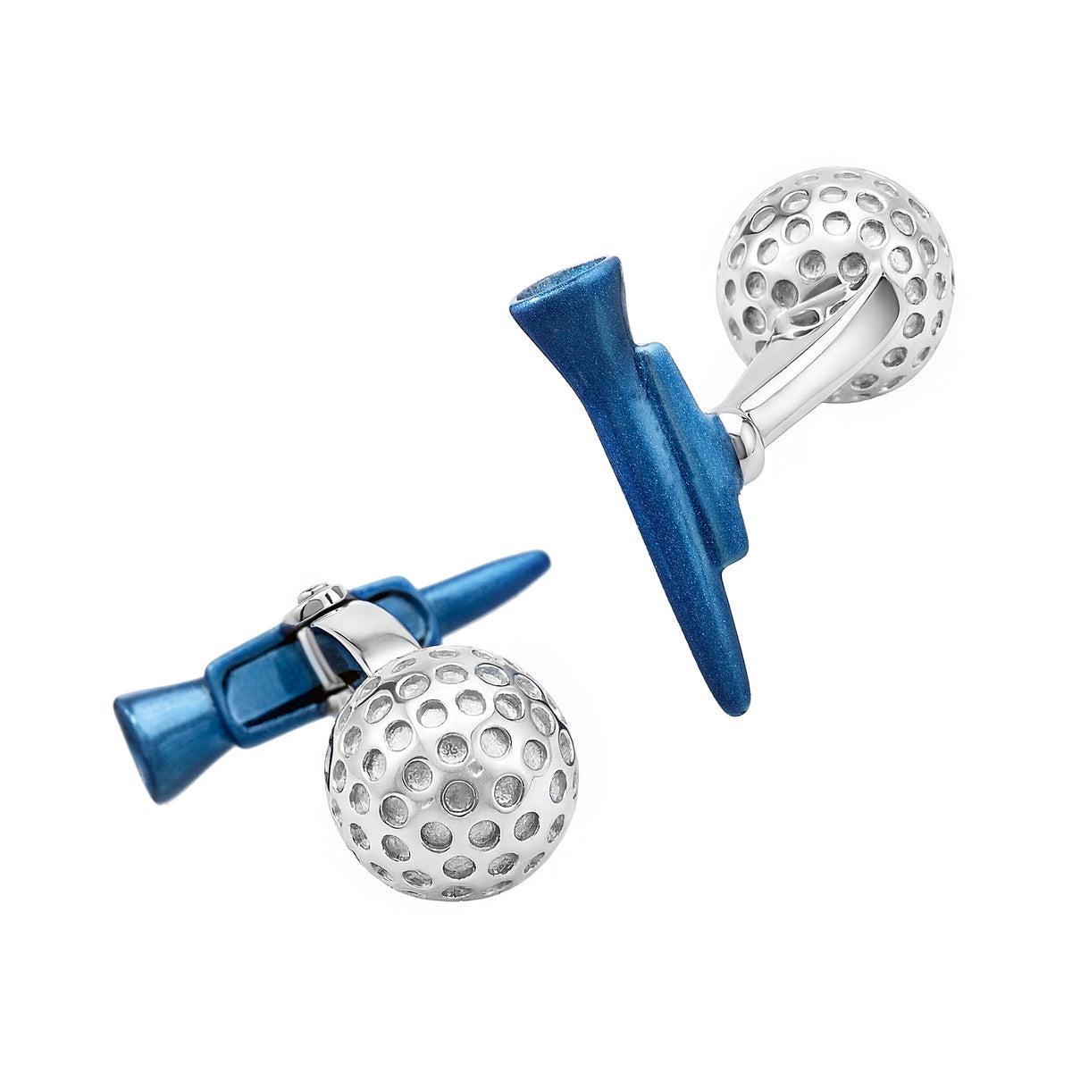 Golf Ball and Tee Sterling Cufflinks
