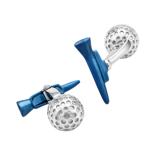Golf Ball and Tee Sterling Cufflinks