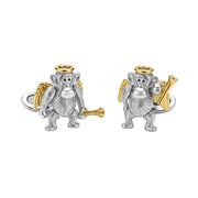 Moving Monkey Sterling Cufflinks  18K Gold Details
