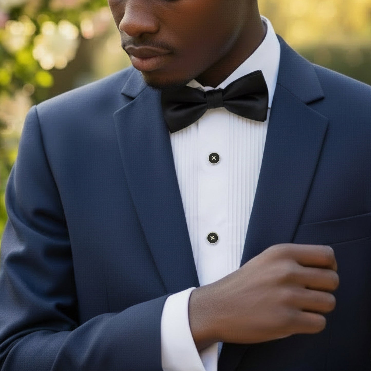 Button Classic Gemstone Sterling Tuxedo Studs