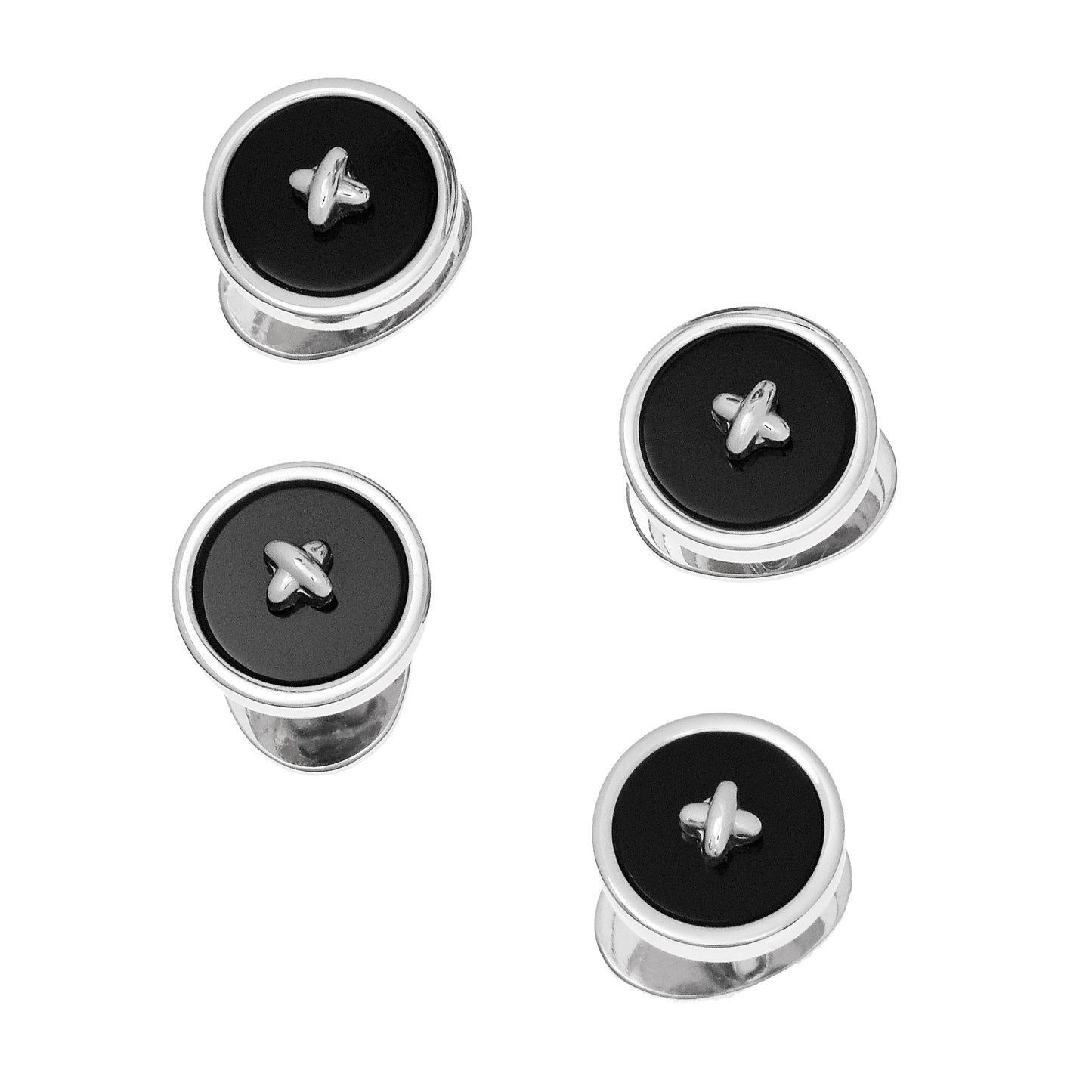 Button Classic Gemstone Sterling Tuxedo Studs