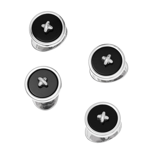 Button Classic Gemstone Sterling Tuxedo Studs