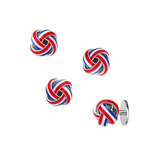Red White and Blue Enamel Knot Sterling Studs Set