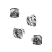 Sterling silver marcasite pavé cushion-square cufflinks and tuxedo stud set by Jan Leslie.