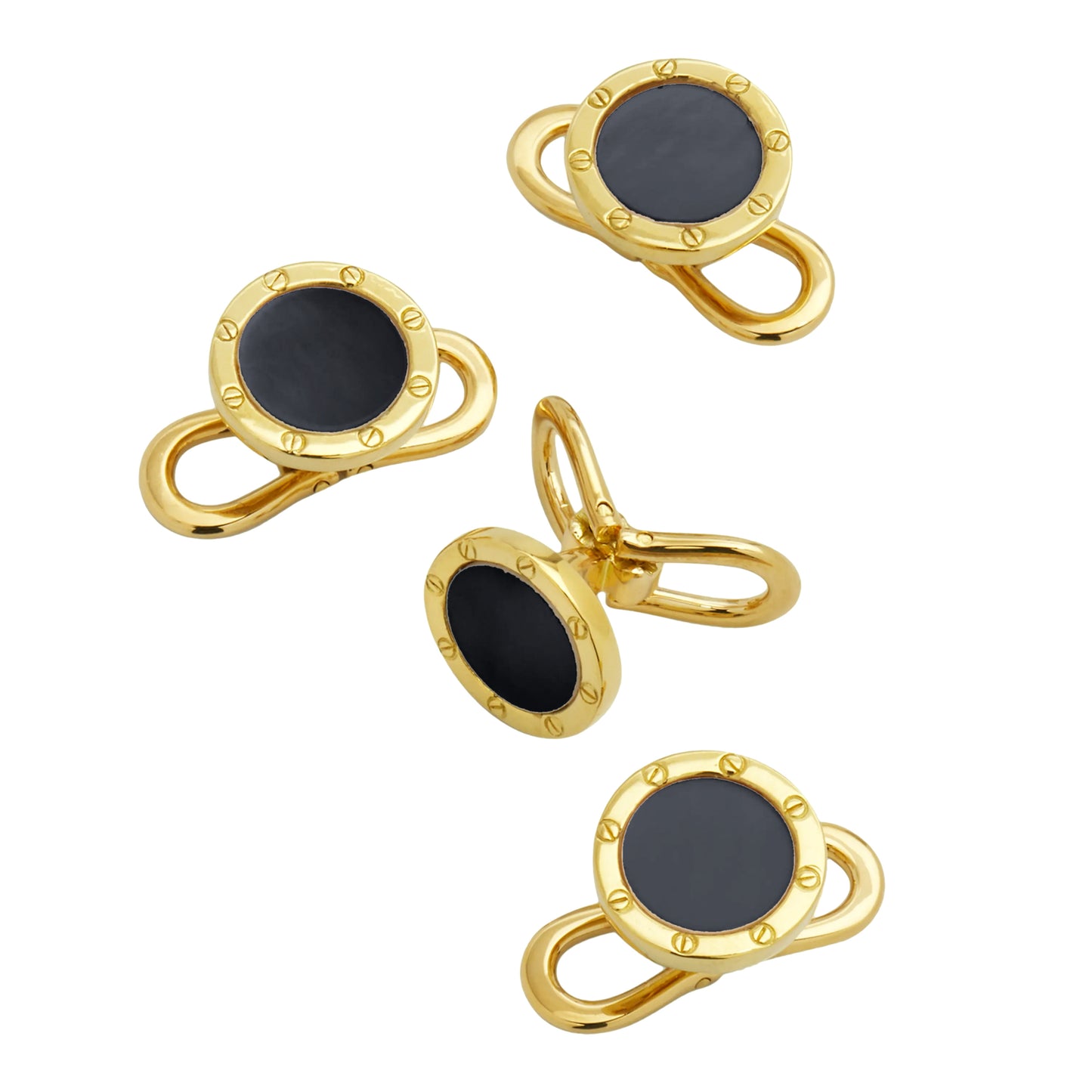 Rivet Etch 18K Gold Tuxedo Studs